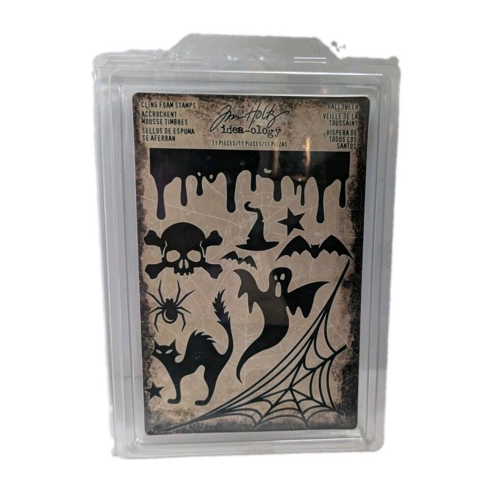 NEW Tim Holtz Idea-ology Halloween Cling Foam Stamps 11 Pieces Set TH93617